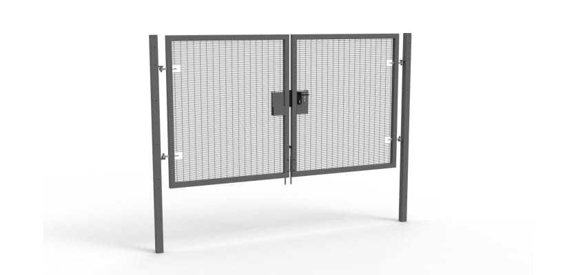 A Grey 1.8m high x 3.0m Wide Double Leaf 358 Apollo Security Gate with Latch Lock Handles