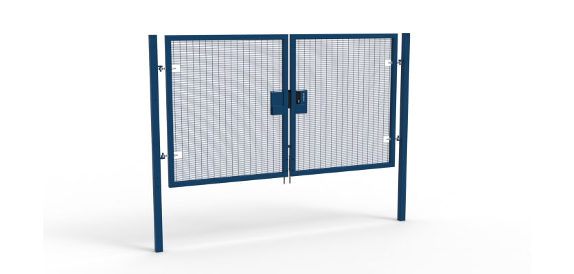 A Blue 1.8m high x 3.0m Wide Double Leaf 358 Apollo Security Gate with Latch Lock 