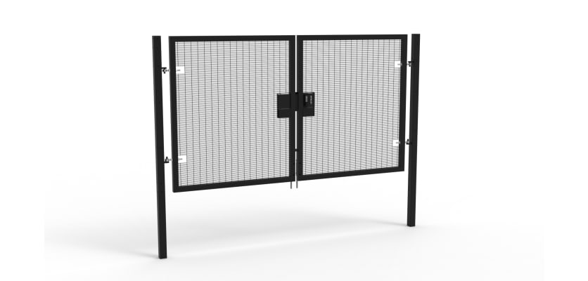 A Black 1.8m high x 3.0m Wide Double Leaf 358 Apollo Security Gate with Quick Exit Digilock