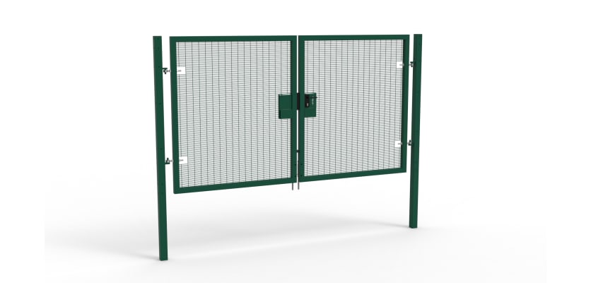 A Green 1.8m high x 3.0m Wide Double Leaf 358 Apollo Security Gate with Latch Lock Handles