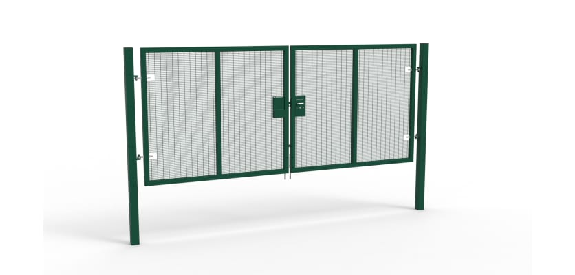 A Green 1.8m high x 4.0m Wide Double Leaf 358 Apollo Security Gate with Unislide Latch