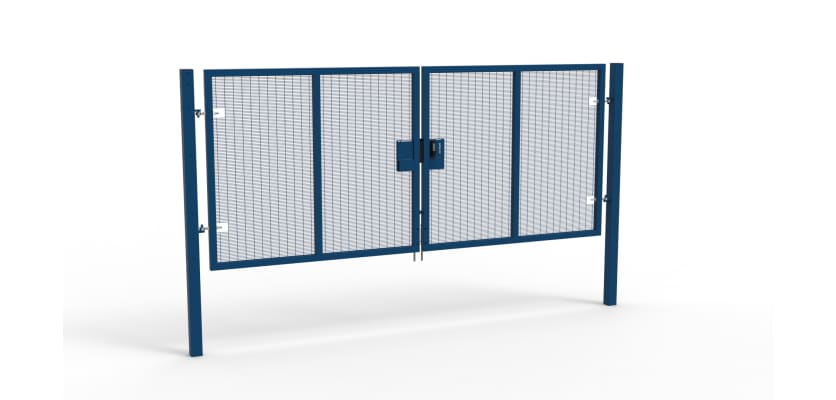 A Blue 1.8m high x 4.0m Wide Double Leaf 358 Apollo Security Gate with Quick Exit Digilock