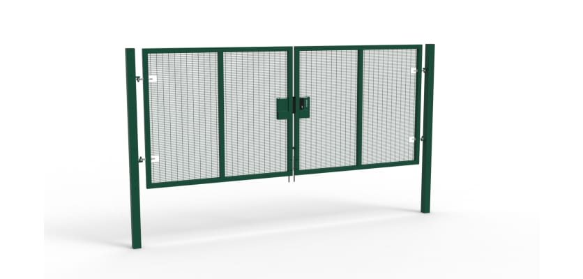 A Green 1.8m high x 4.0m Wide Double Leaf 358 Apollo Security Gate with Latch Lock 