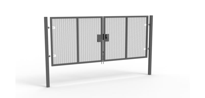 A Grey 1.8m high x 4.0m Wide Double Leaf 358 Apollo Security Gate with Quick Exit Digilock