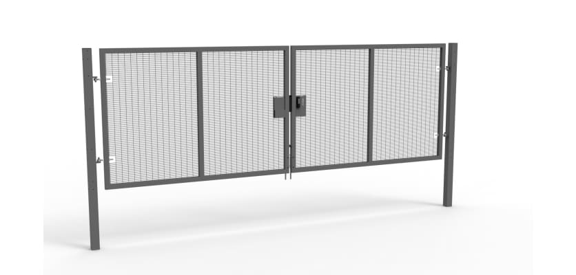 A Grey 1.8m high x 5.0m Wide Double Leaf 358 Apollo Security Gate with Unislide Latch
