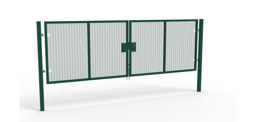 A Green 1.8m high x 5.0m Wide Double Leaf 358 Apollo Security Gate with Latch Lock 