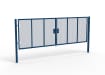 A Blue 1.8m high x 6.0m Wide Double Leaf 358 Apollo Security Gate with Unislide Latch