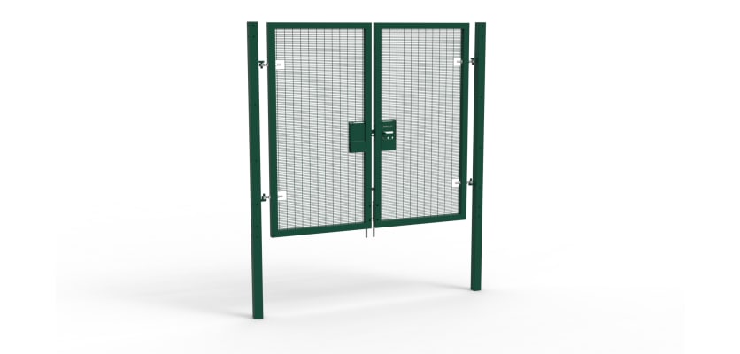 A Green 2.0m high x 2.0m Wide Double Leaf 358 Apollo Security Gate with Unislide Latch