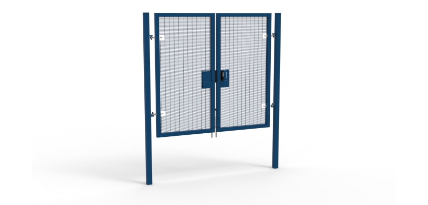 A Blue 2.0m high x 2.0m Wide Double Leaf 358 Apollo Security Gate with Quick Exit Digilock