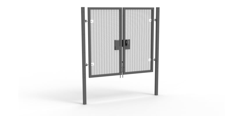 A Grey 2.0m high x 2.0m Wide Double Leaf 358 Apollo Security Gate with Quick Exit Digilock