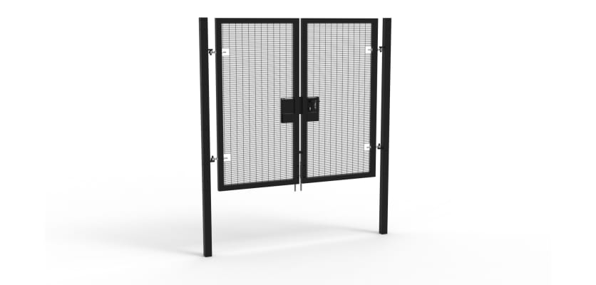 A Black 2.0m high x 2.0m Wide Double Leaf 358 Apollo Security Gate with Latch Lock Handles