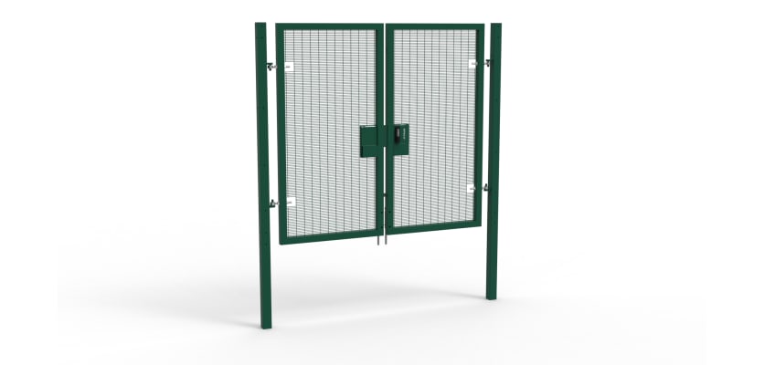 A Green 2.0m high x 2.0m Wide Double Leaf 358 Apollo Security Gate with Quick Exit Digilock