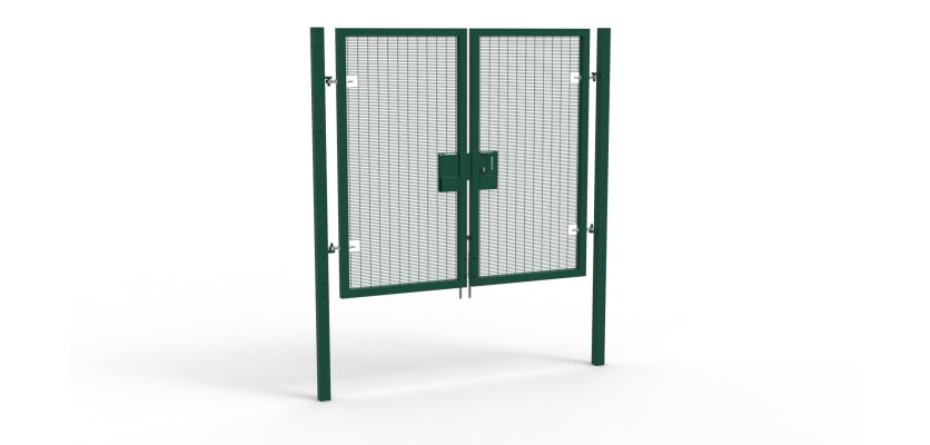 A Green 2.0m high x 2.0m Wide Double Leaf 358 Apollo Security Gate with Latch Lock 