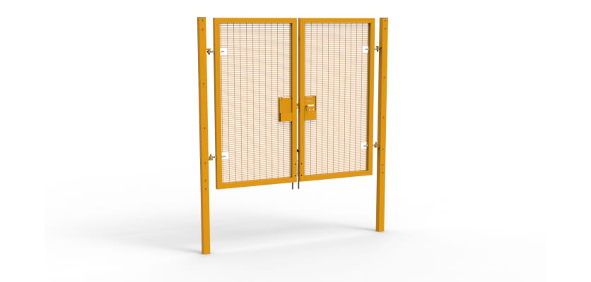A Yellow 2.0m high x 2.0m Wide Double Leaf 358 Apollo Security Gate with Unislide Latch