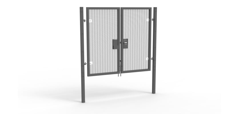 A Grey 2.0m high x 2.0m Wide Double Leaf 358 Apollo Security Gate with Unislide Latch