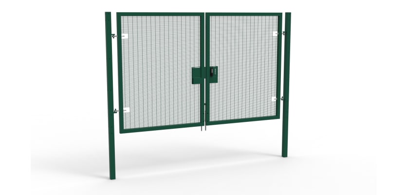 A Green 2.0m high x 3.0m Wide Double Leaf 358 Apollo Security Gate with Quick Exit Digilock