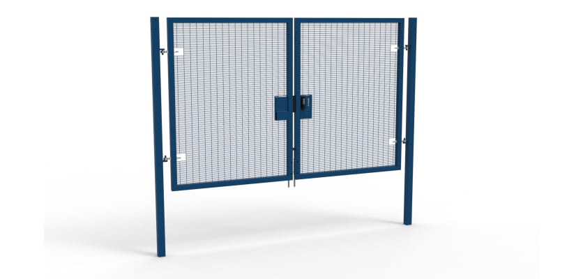 A Blue 2.0m high x 3.0m Wide Double Leaf 358 Apollo Security Gate with Quick Exit Digilock