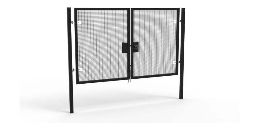 A Black 2.0m high x 3.0m Wide Double Leaf 358 Apollo Security Gate with Unislide Latch
