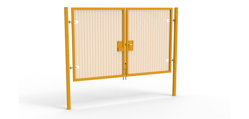 A Yellow 2.0m high x 3.0m Wide Double Leaf 358 Apollo Security Gate with Unislide Latch