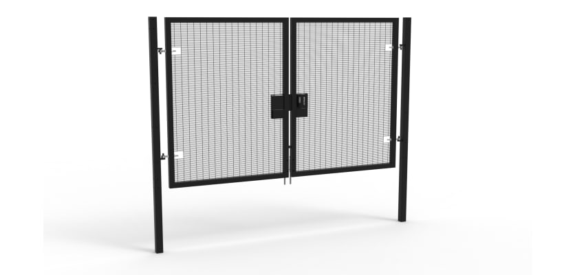 A Black 2.0m high x 3.0m Wide Double Leaf 358 Apollo Security Gate with Quick Exit Digilock