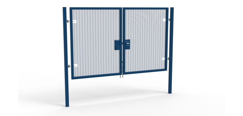 A Blue 2.0m high x 3.0m Wide Double Leaf 358 Apollo Security Gate with Unislide Latch
