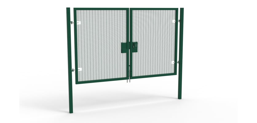 A Green 2.0m high x 3.0m Wide Double Leaf 358 Apollo Security Gate with Latch Lock Handles