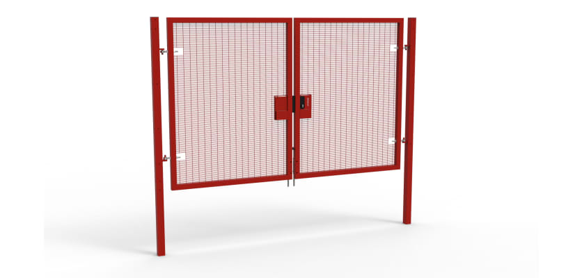 A Red 2.0m high x 3.0m Wide Double Leaf 358 Apollo Security Gate with Latch Lock 