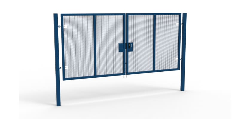 A Blue 2.0m high x 4.0m Wide Double Leaf 358 Apollo Security Gate with Quick Exit Digilock
