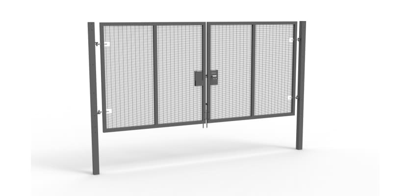 A Grey 2.0m high x 4.0m Wide Double Leaf 358 Apollo Security Gate with Unislide Latch