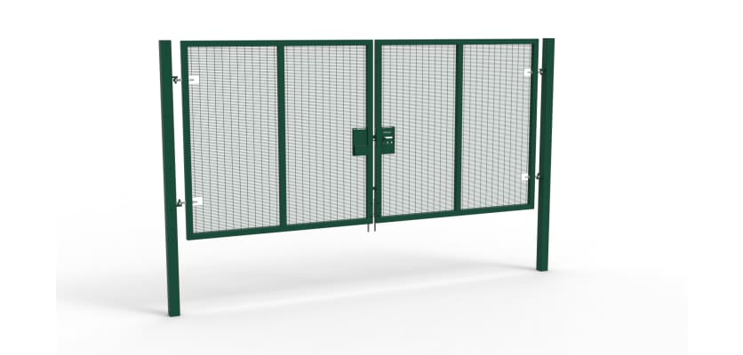 A Green 2.0m high x 4.0m Wide Double Leaf 358 Apollo Security Gate with Unislide Latch