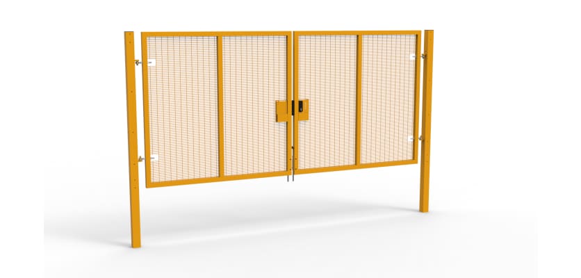 A Yellow 2.0m high x 4.0m Wide Double Leaf 358 Apollo Security Gate with Latch Lock 