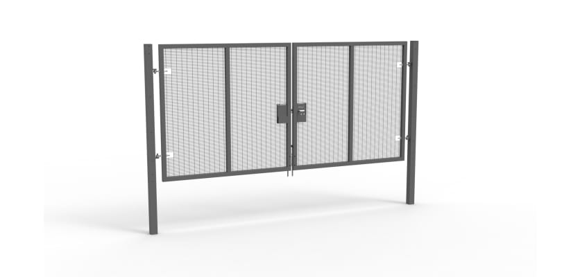 A Grey 2.0m high x 5.0m Wide Double Leaf 358 Apollo Security Gate with Unislide Latch