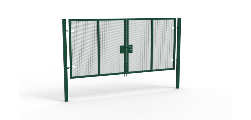 A Green 2.0m high x 5.0m Wide Double Leaf 358 Apollo Security Gate with Unislide Latch