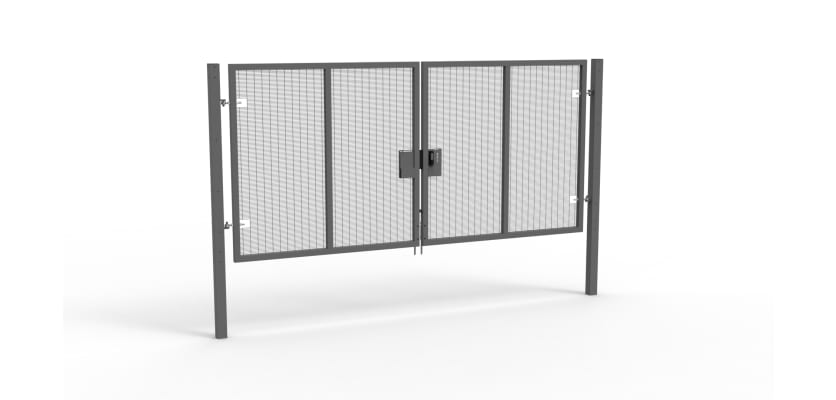 A Grey 2.0m high x 5.0m Wide Double Leaf 358 Apollo Security Gate with Quick Exit Digilock