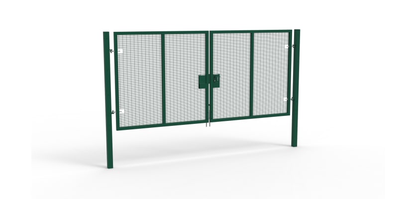 A Green 2.0m high x 5.0m Wide Double Leaf 358 Apollo Security Gate with Latch Lock Handles