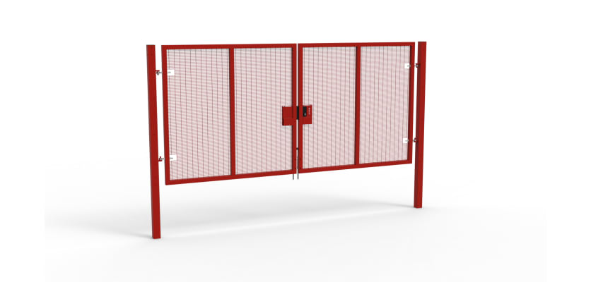 A Red 2.0m high x 5.0m Wide Double Leaf 358 Apollo Security Gate with Latch Lock 