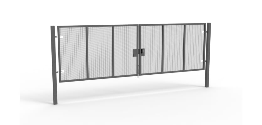 A Grey 2.0m high x 6.0m Wide Double Leaf 358 Apollo Security Gate with Quick Exit Digilock