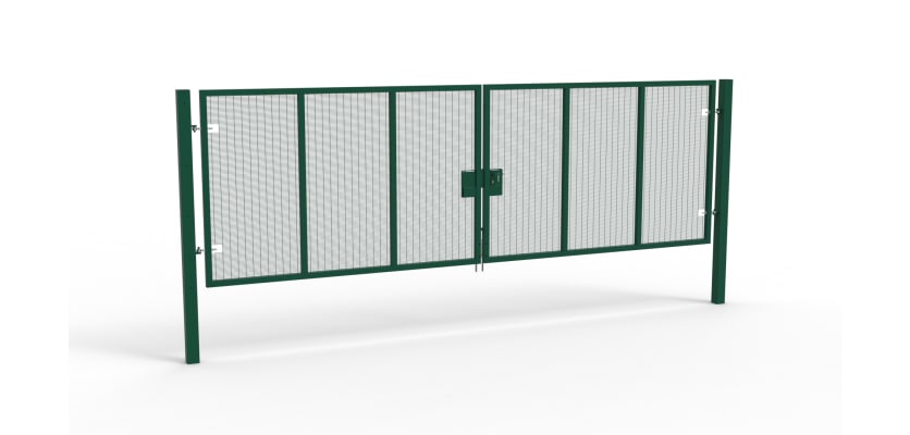 A Green 2.0m high x 6.0m Wide Double Leaf 358 Apollo Security Gate with Latch Lock Handles