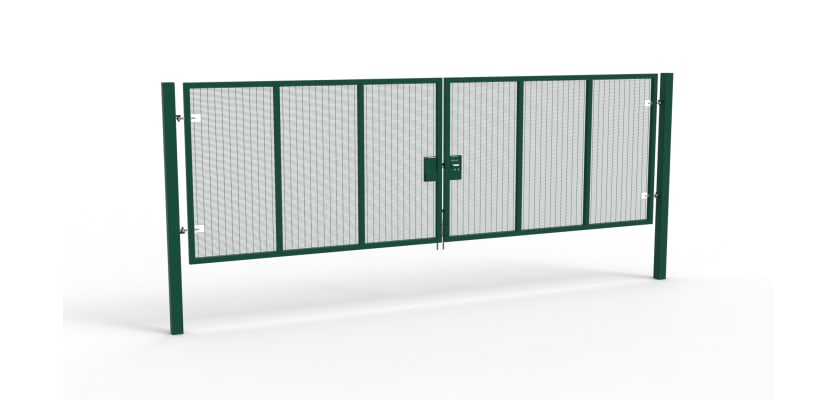 A Green 2.0m high x 6.0m Wide Double Leaf 358 Apollo Security Gate with Unislide Latch