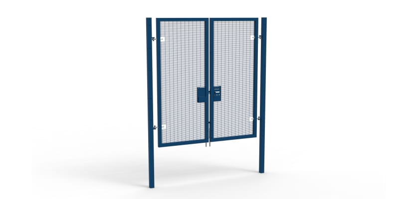 A Blue 2.4m high x 2.0m Wide Double Leaf 358 Apollo Security Gate with Unislide Latch