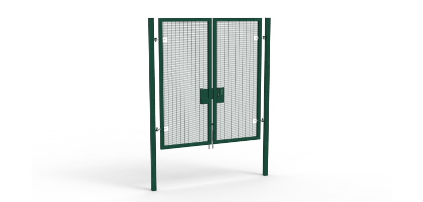 A Green 2.4m high x 2.0m Wide Double Leaf 358 Apollo Security Gate with Latch Lock