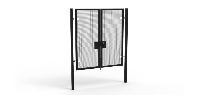 A Black 2.4m high x 2.0m Wide Double Leaf 358 Apollo Security Gate with Quick Exit Digilock