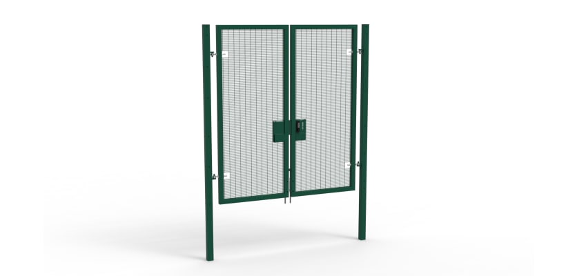 A Green 2.4m high x 2.0m Wide Double Leaf 358 Apollo Security Gate with Quick Exit Digilock