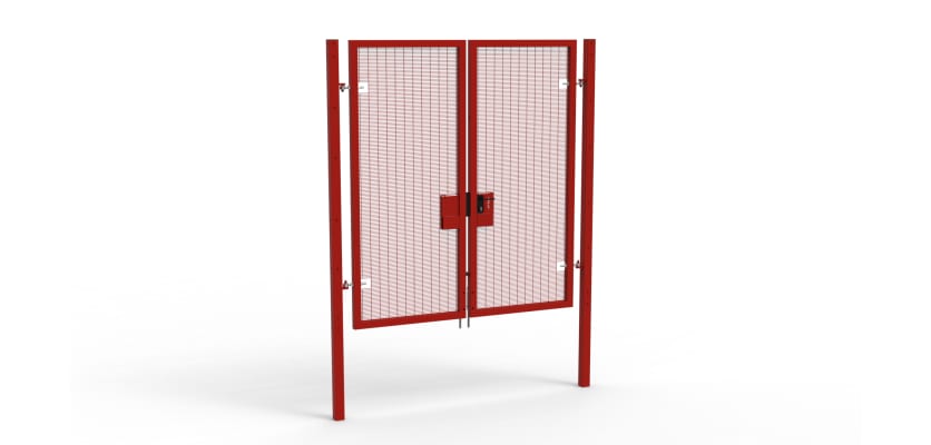 A Red 2.4m high x 2.0m Wide Double Leaf 358 Apollo Security Gate with Latch Lock Handles