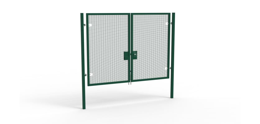A Green 2.4m high x 3.0m Wide Double Leaf 358 Apollo Security Gate with Unislide Latch