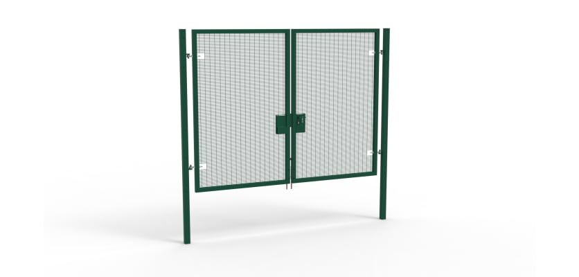 A Green 2.4m high x 3.0m Wide Double Leaf 358 Apollo Security Gate with Latch Lock Handles