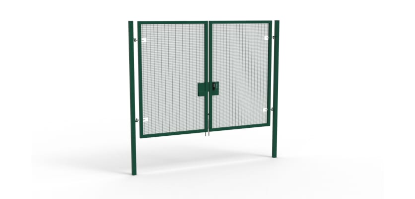 A Green 2.4m high x 3.0m Wide Double Leaf 358 Apollo Security Gate with Quick Exit Digilock