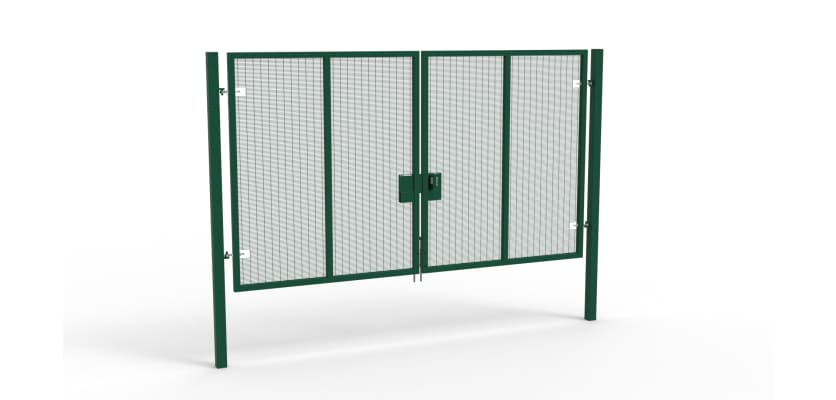 A Green 2.4m high x 4.0m Wide Double Leaf 358 Apollo Security Gate with Quick Exit Digilock