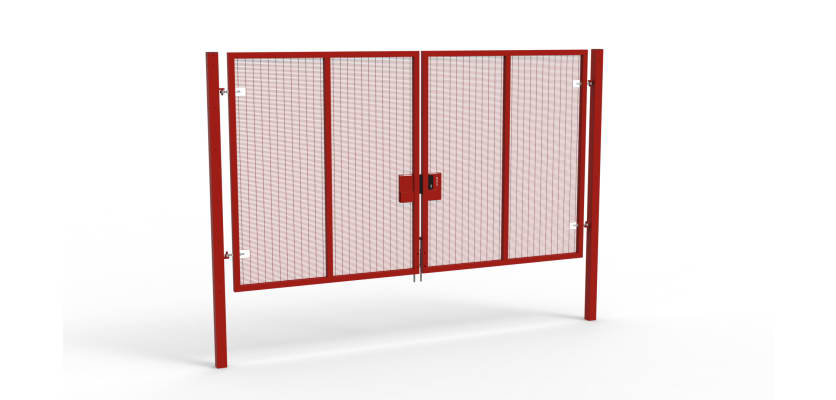 A Red 2.4m high x 4.0m Wide Double Leaf 358 Apollo Security Gate with Latch Lock 