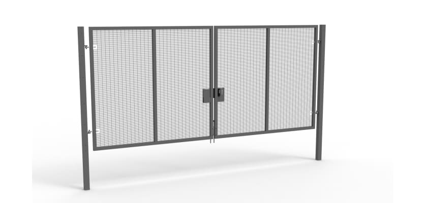 A Grey 2.4m high x 5.0m Wide Double Leaf 358 Apollo Security Gate with Quick Exit Digilock